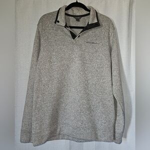 Eddie Bauer Mens Radiator Fleece Snap Mock Pullover Grey Black Size Large
